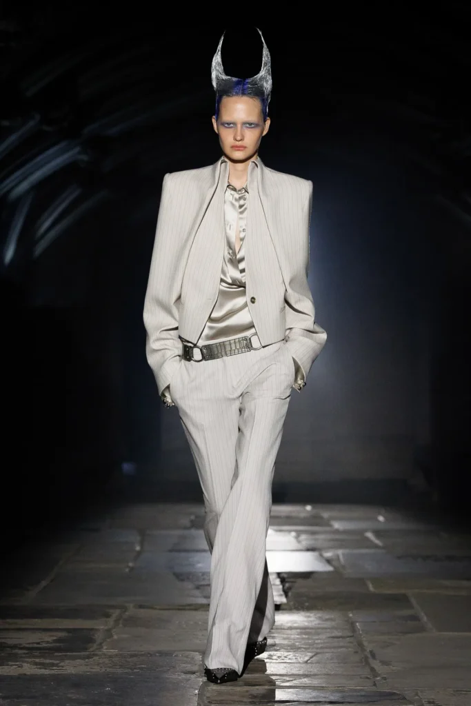 McQueen Spring/Summer 2027 editorial image from the house’s London homecoming presentation.
